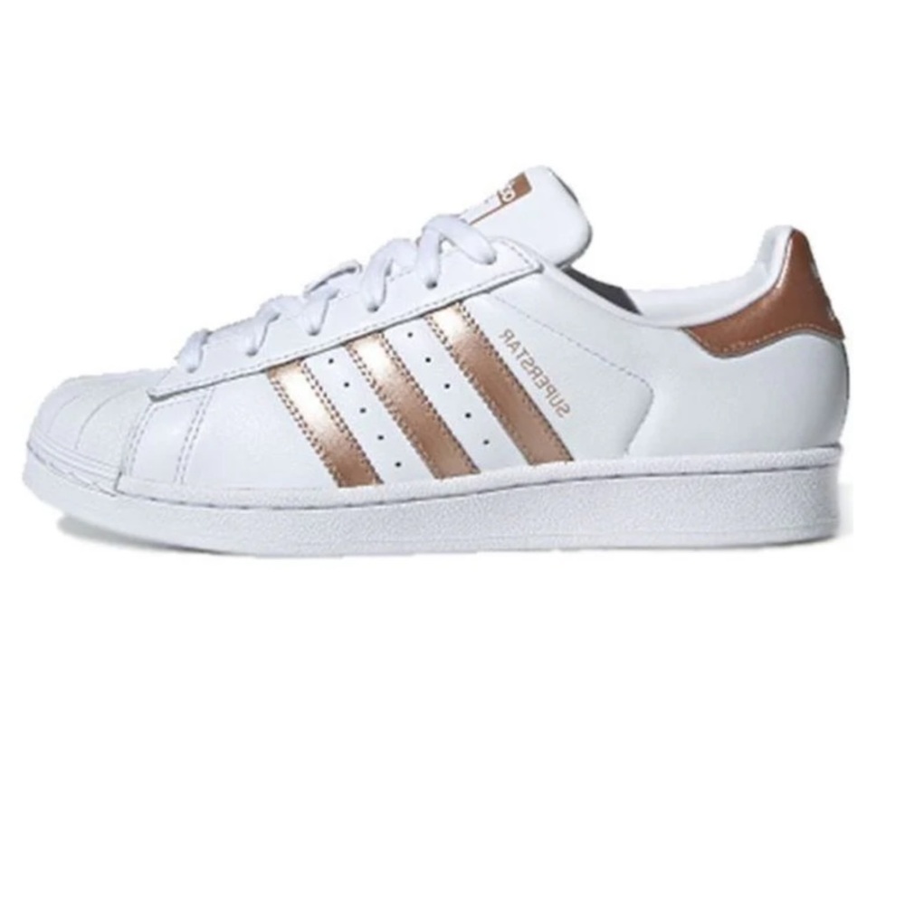 Adidas Women’s White and Rose Gold Sneakers